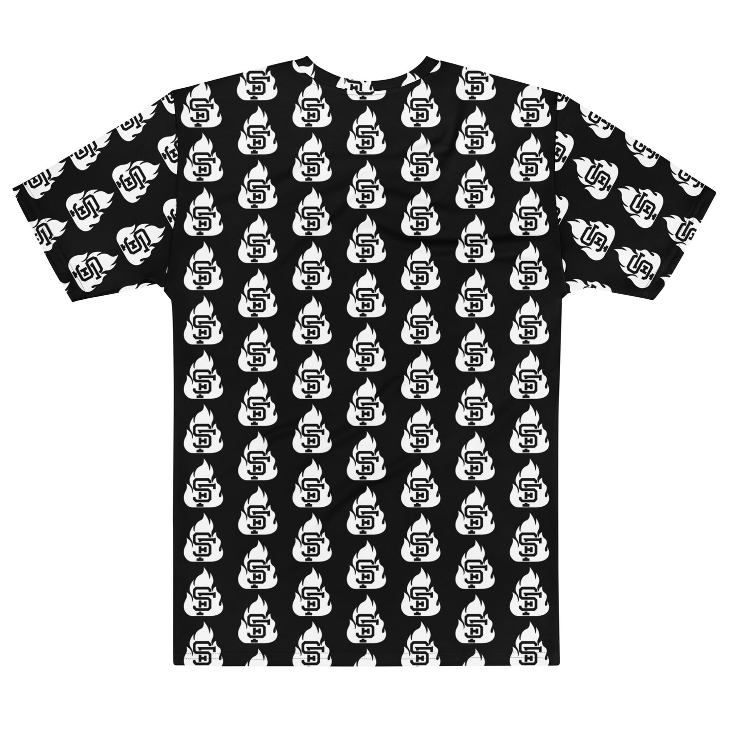 Men's Black & White SF Flame All Over Print T-Shirt