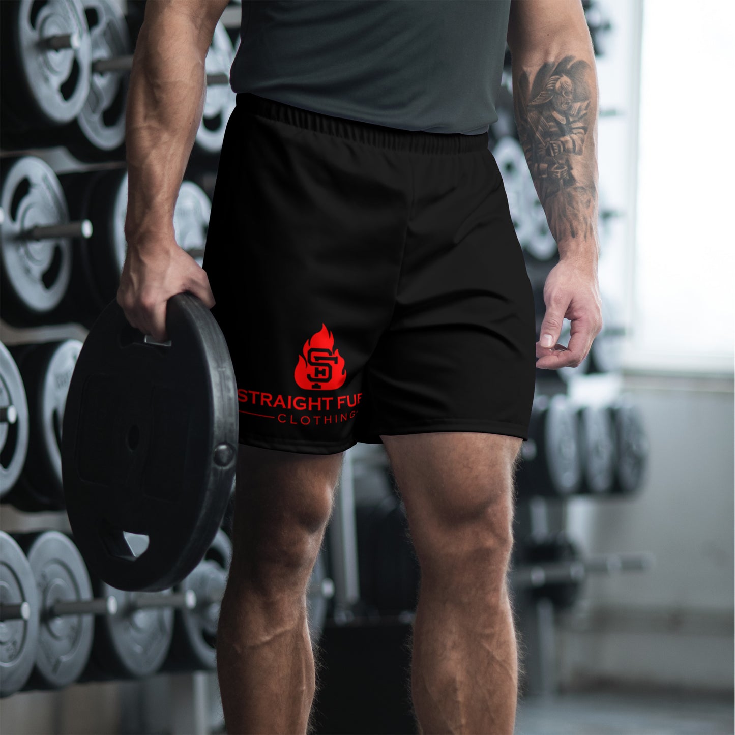 Black & Red SF Flame Athletic Shorts