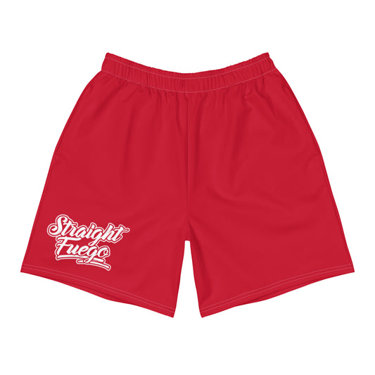 Men's Red & White Straight Fuego Athletic Shorts