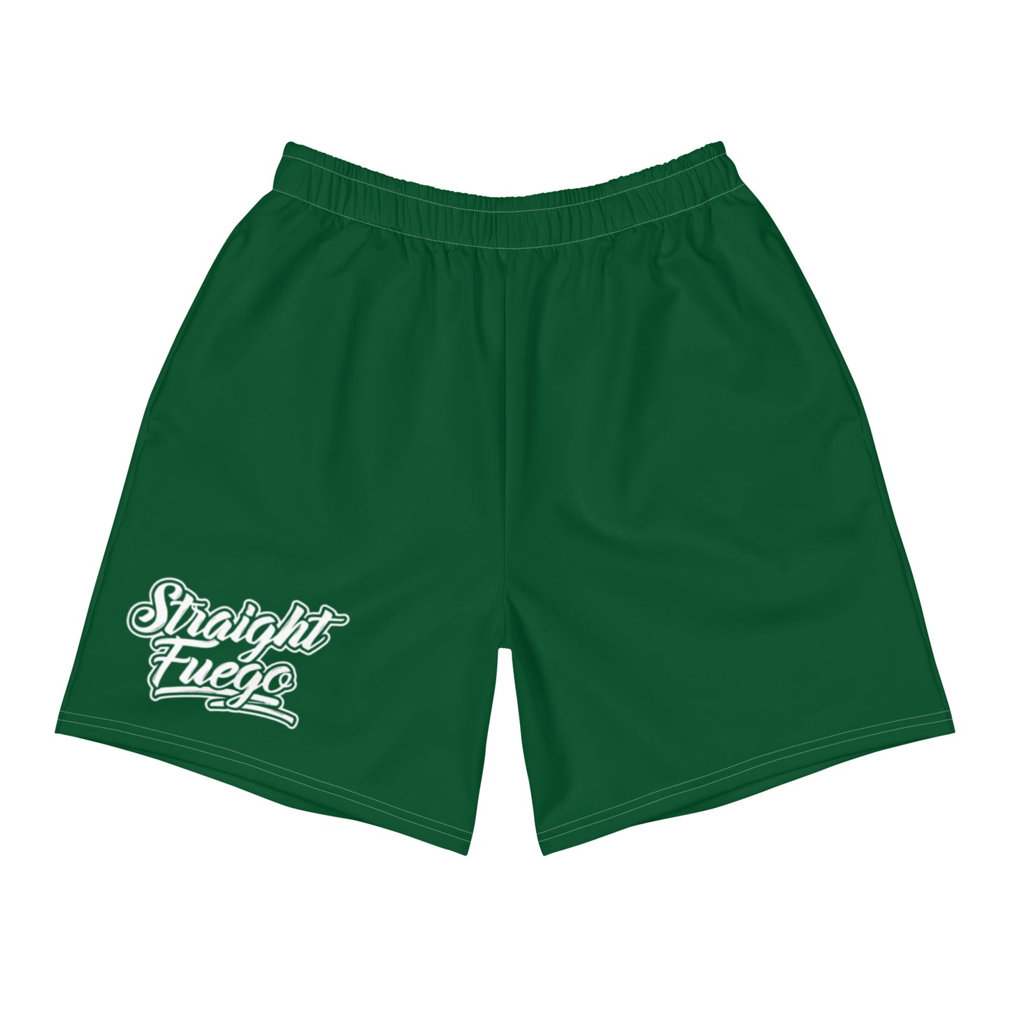 Men's Green & White Straight Fuego Athletic Shorts