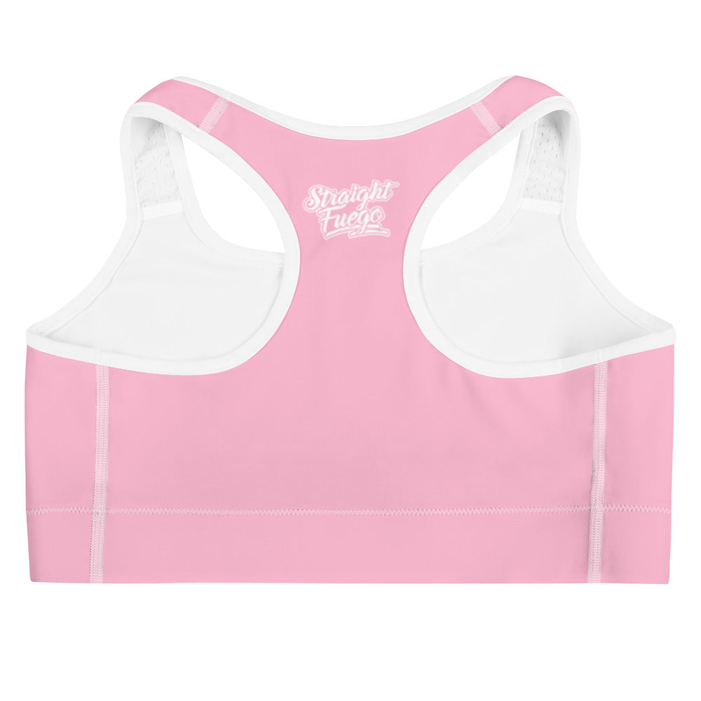 Pink & White Straight Fuego Sports Bra