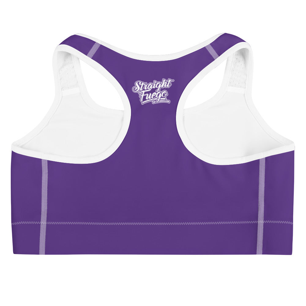 Purple & White Straight Fuego Sports Bra