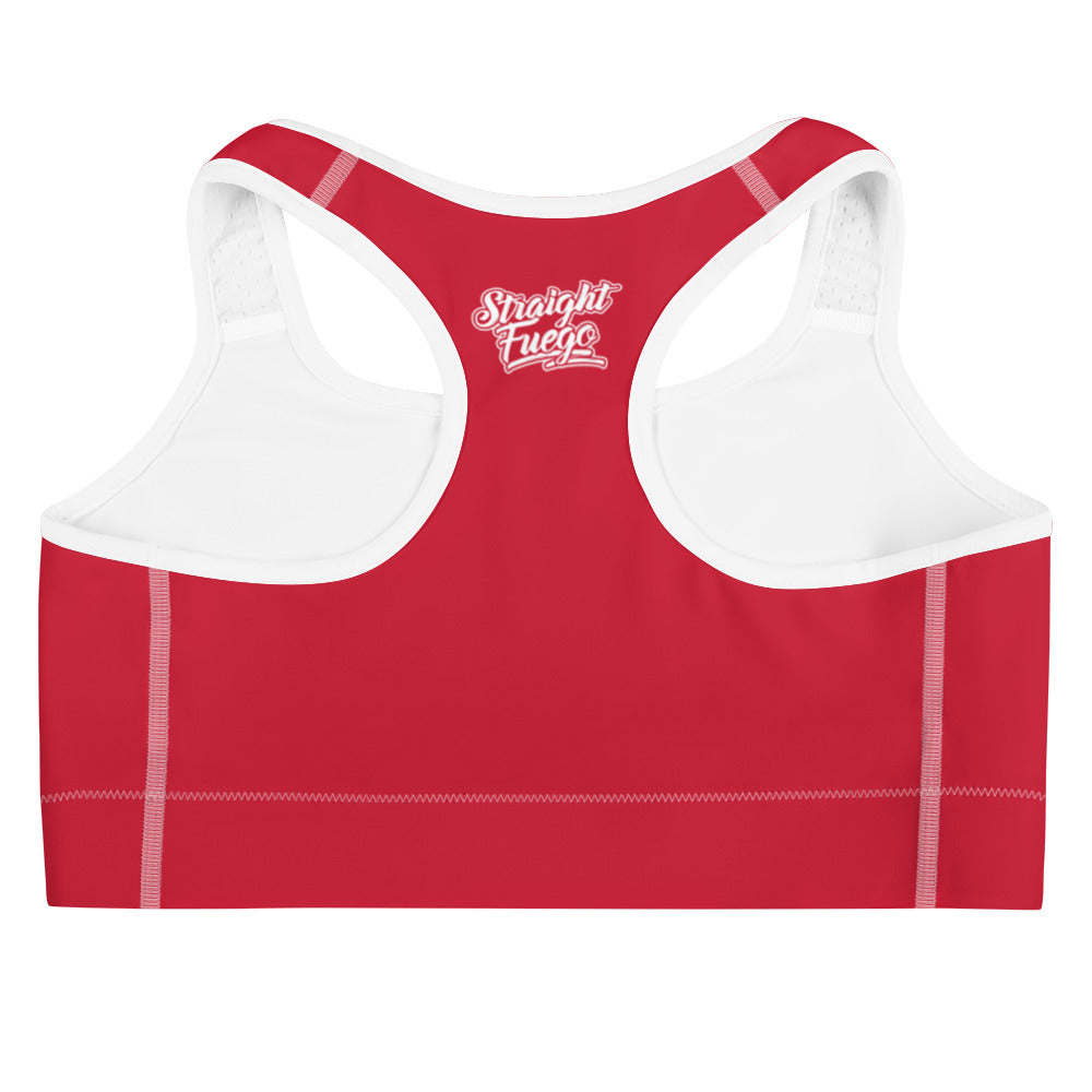 Red & White Straight Fuego Sports Bra