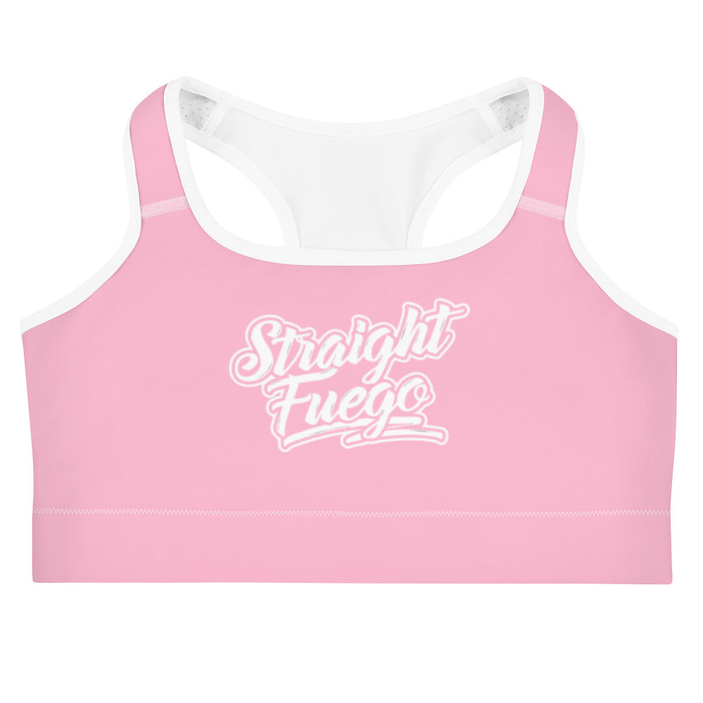 Pink & White Straight Fuego Sports Bra