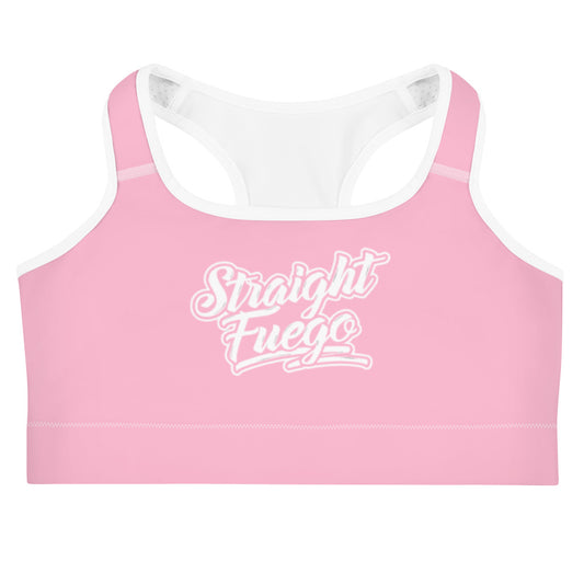 Pink & White Straight Fuego Sports Bra