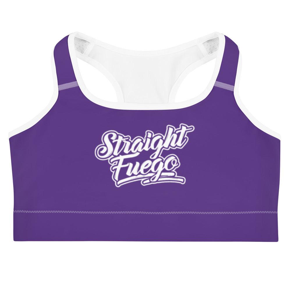 Purple & White Straight Fuego Sports Bra