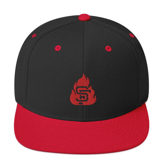 Black & Red Two-Tone SF Flame Snapback Hat