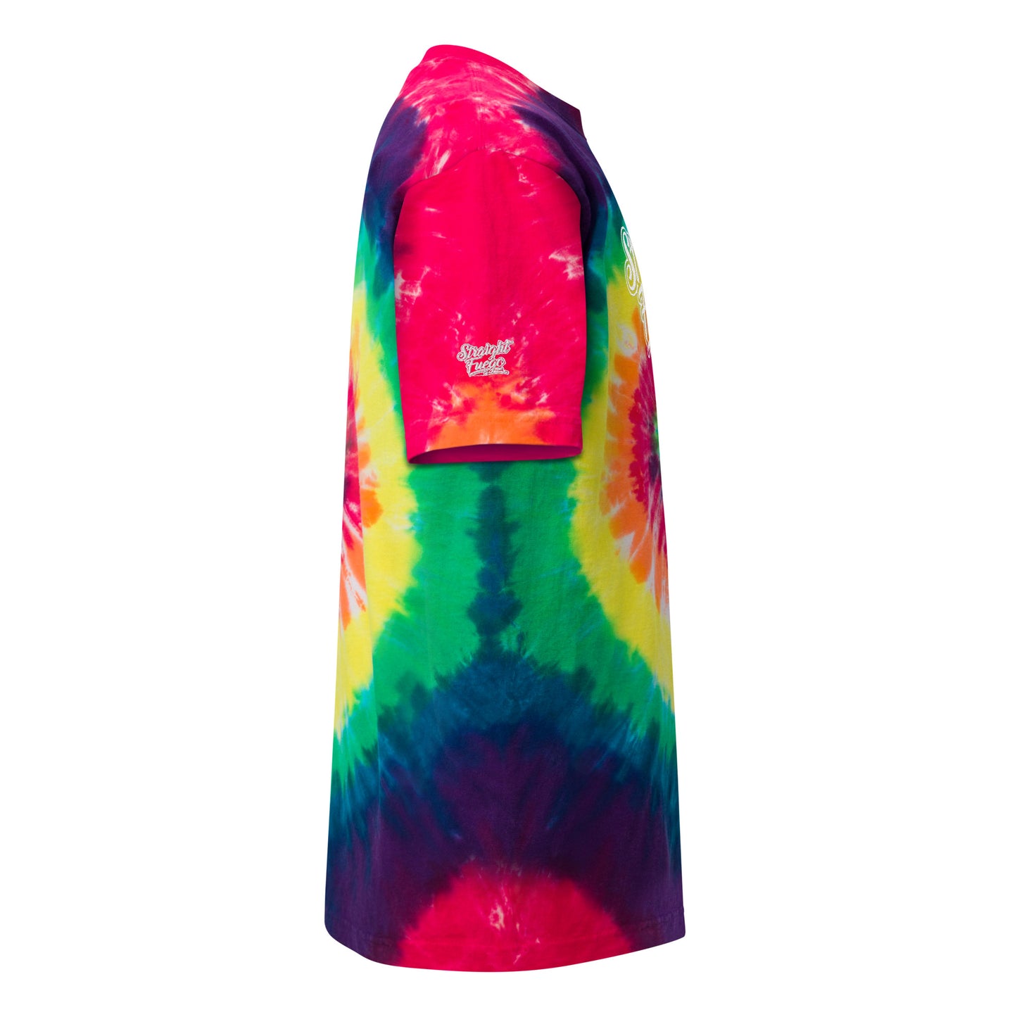 Men's Straight Fuego Over-Sized Embroidered Tie-Dye T-Shirt