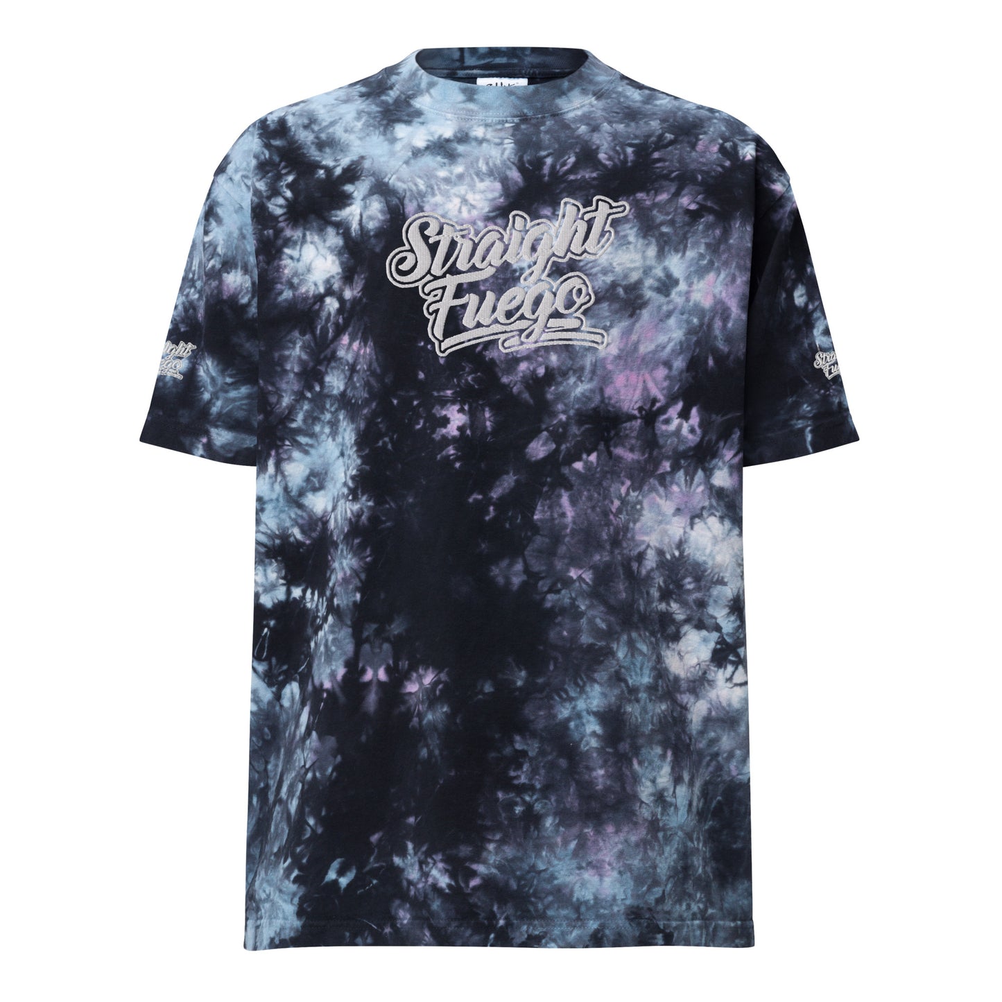 Men's Straight Fuego Over-Sized Embroidered Tie-Dye T-Shirt
