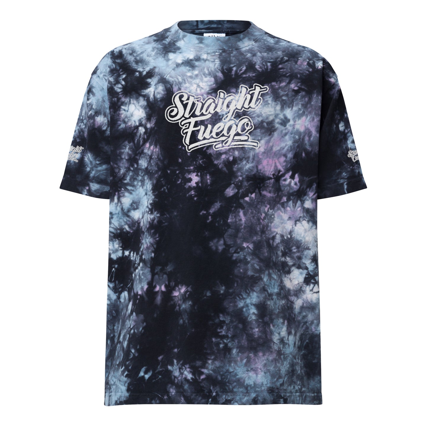 Men's Straight Fuego Over-Sized Embroidered Tie-Dye T-Shirt
