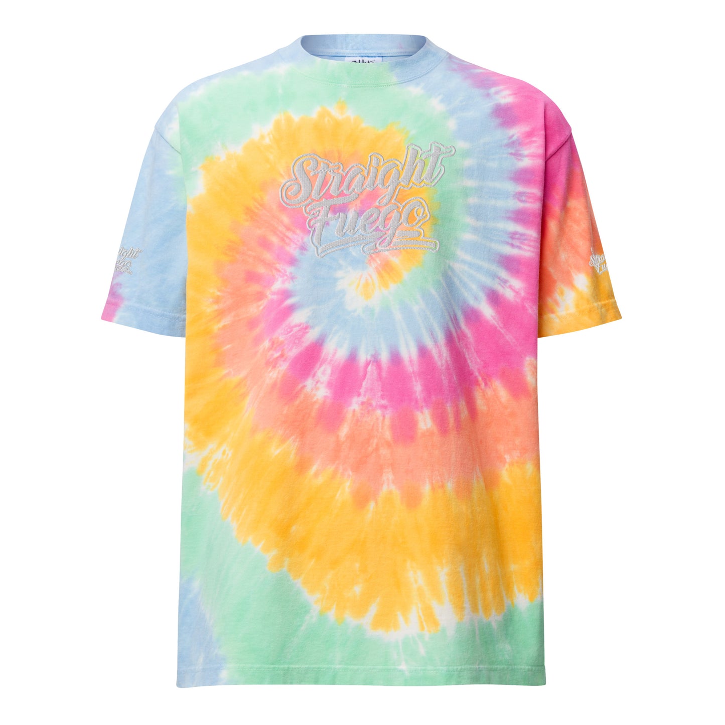 Men's Straight Fuego Over-Sized Embroidered Tie-Dye T-Shirt