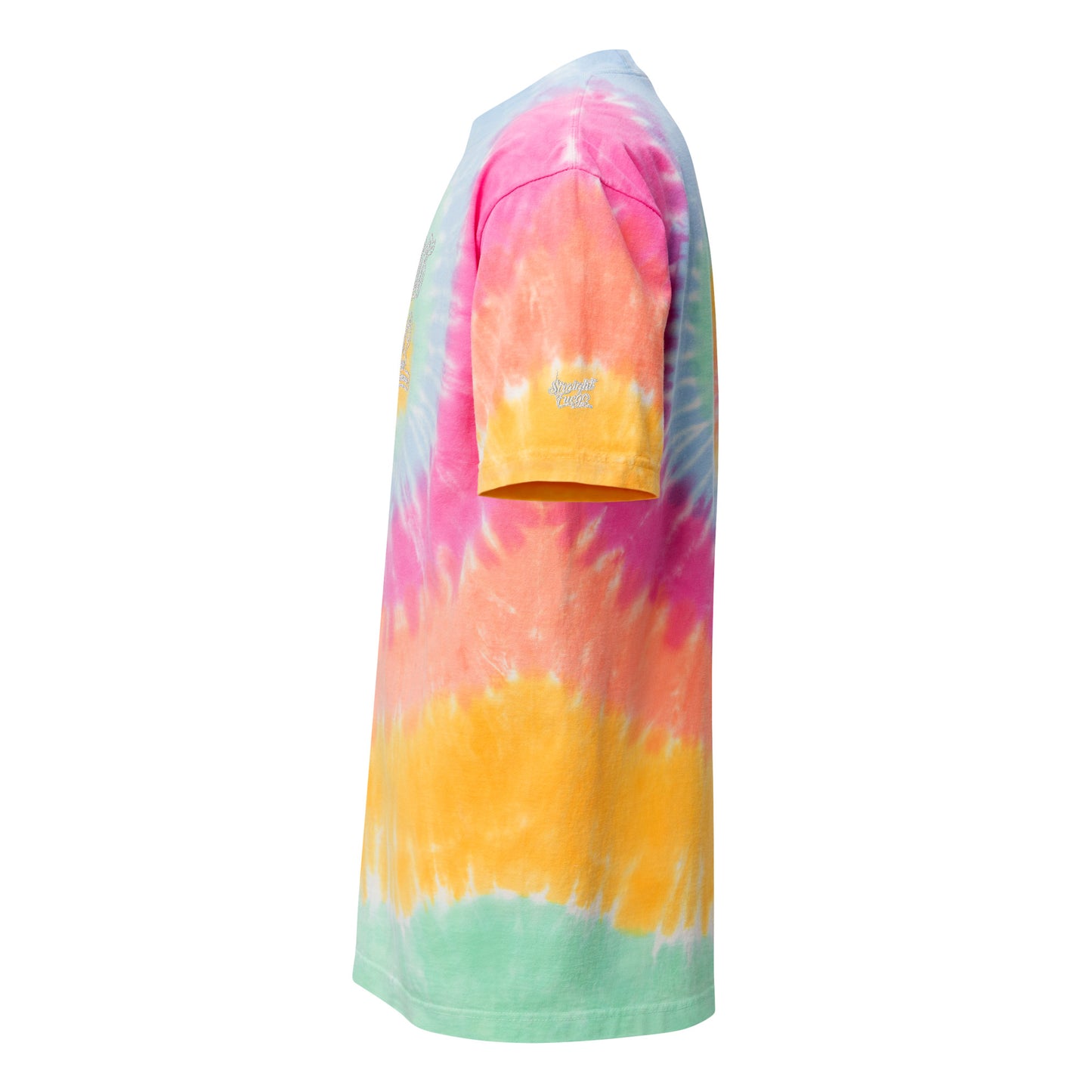 Men's Straight Fuego Over-Sized Embroidered Tie-Dye T-Shirt