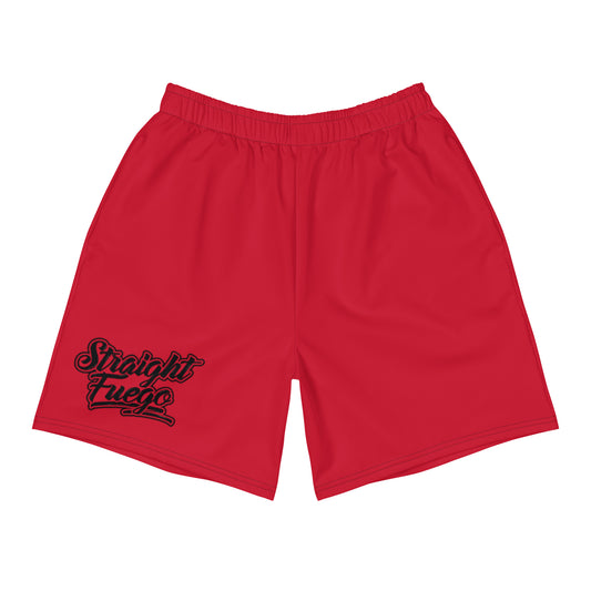 Men's Red & Black Straight Fuego Athletic Shorts