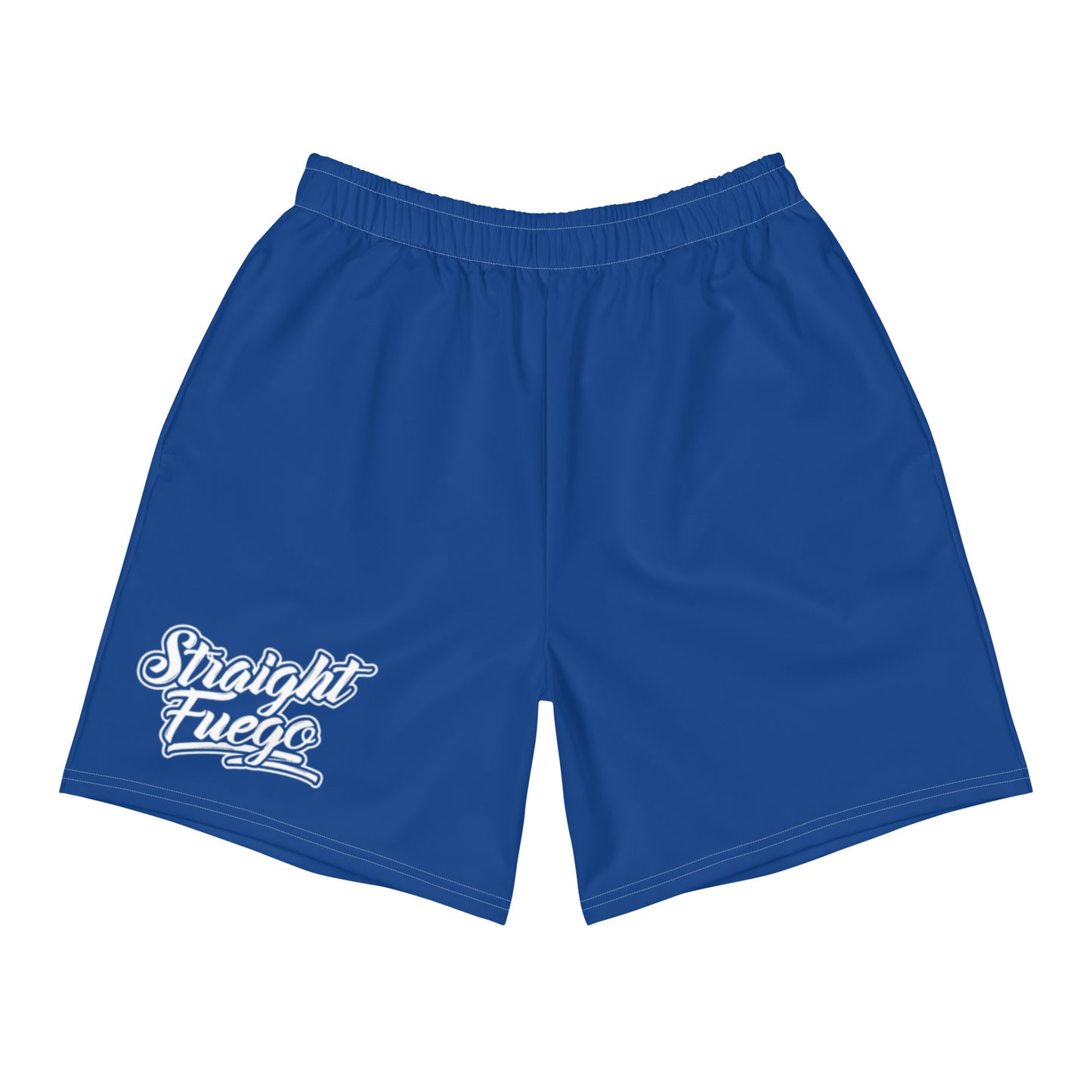 Men's Blue & White Straight Fuego Athletic Shorts