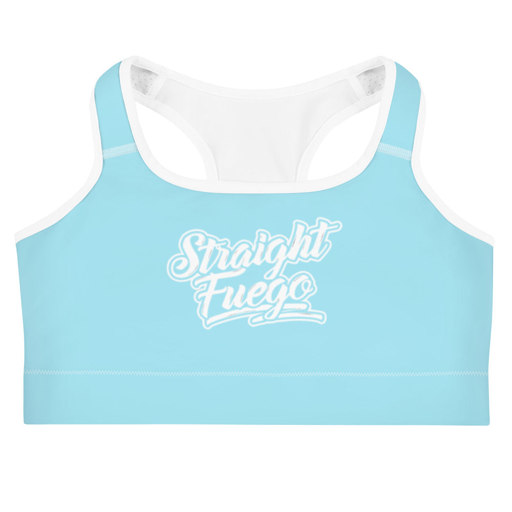 Baby Blue & White Straight Fuego Sports Bra