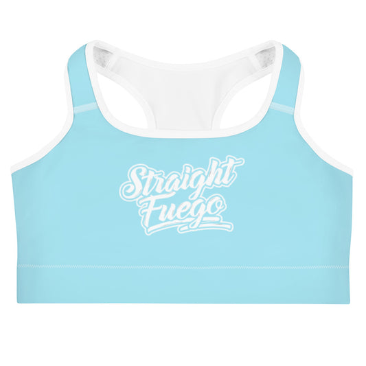 Baby Blue & White Straight Fuego Sports Bra