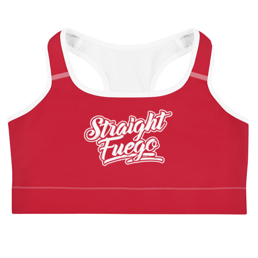 Red & White Straight Fuego Sports Bra