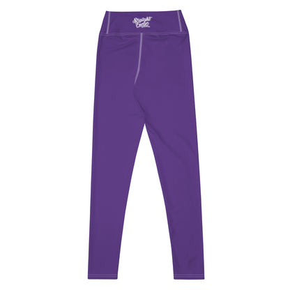 Purple & White Straight Fuego Yoga Leggings