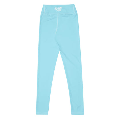 Baby Blue & White Straight Fuego Yoga Leggings