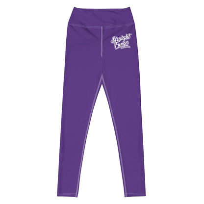 Purple & White Straight Fuego Yoga Leggings