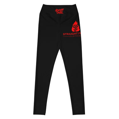 Black & Red SF Flame Yoga Leggings