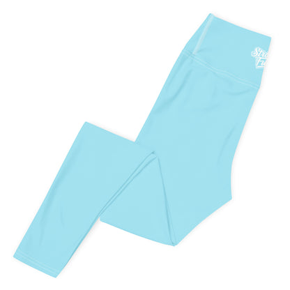 Baby Blue & White Straight Fuego Yoga Leggings