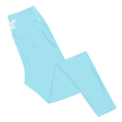 Baby Blue & White Straight Fuego Yoga Leggings